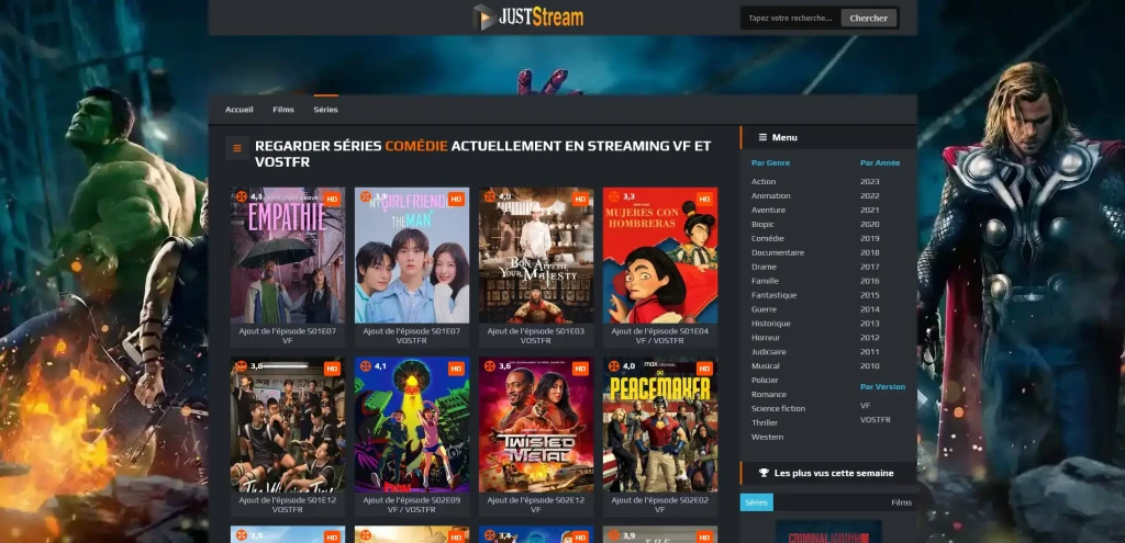 anciennes adresses de Juststream qui ne sont plus accessibles