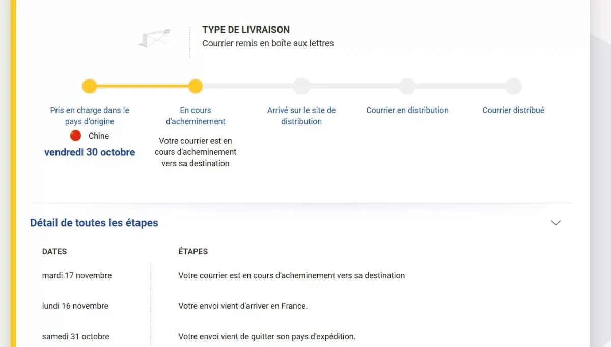 colis en cours d’acheminement
