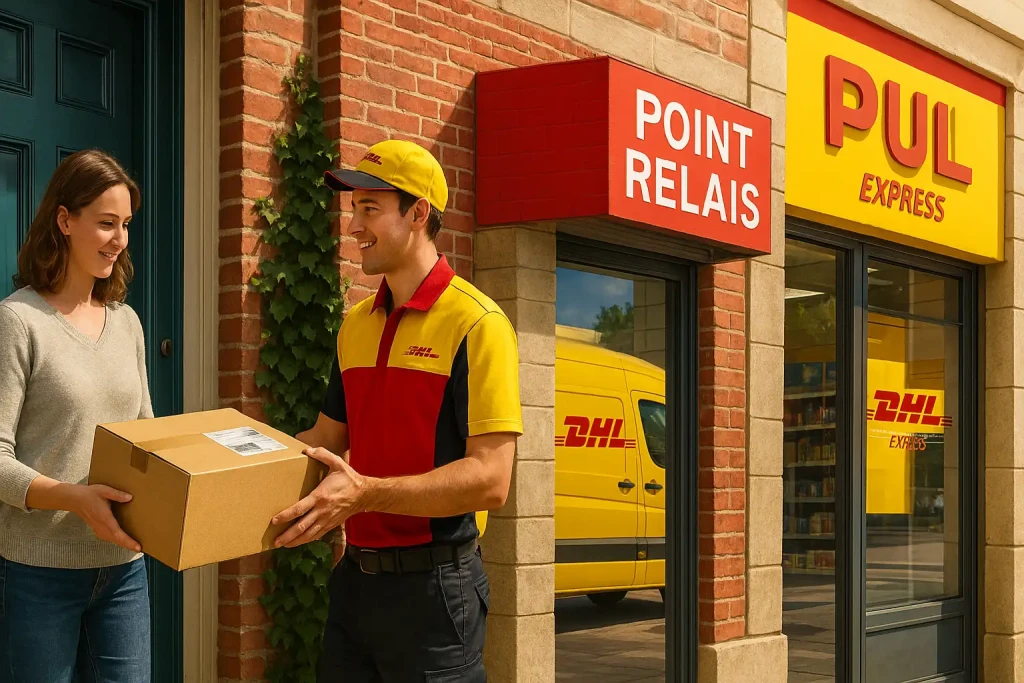 différence entre une livraison à domicile, en point relais ou en agence DHL