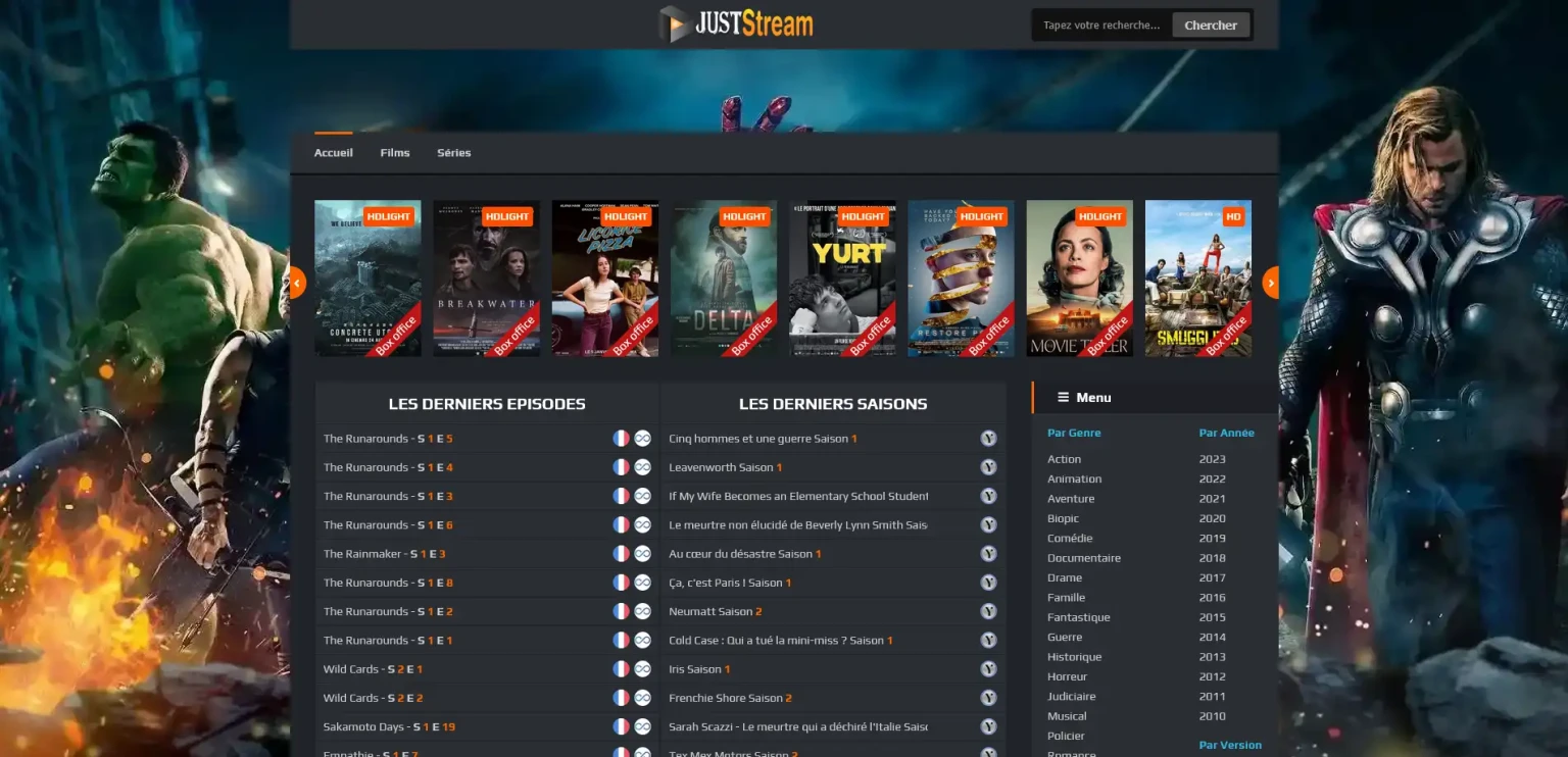 la nouvelle adresse de Juststream