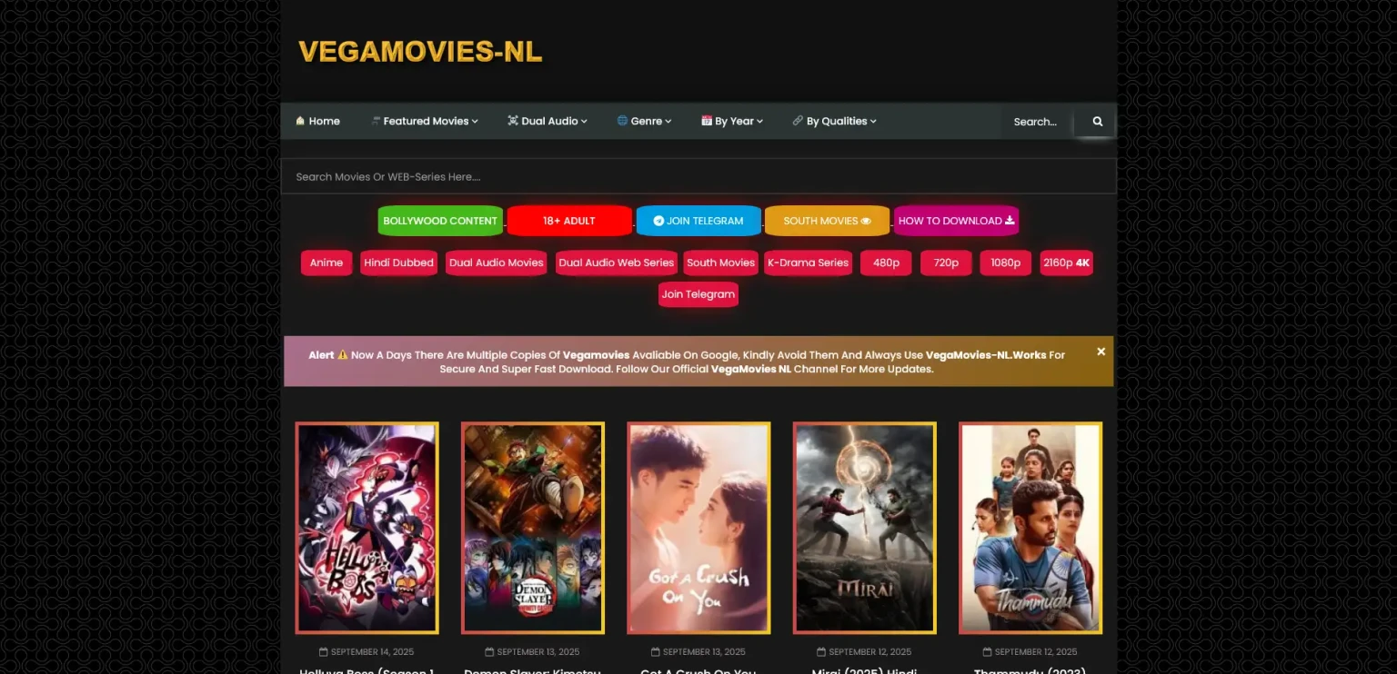 nouvelle adresse mise à jour de Vegamovies