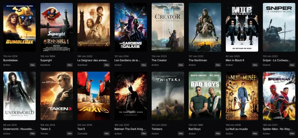 types de contenus sur les sites de streaming gratuits