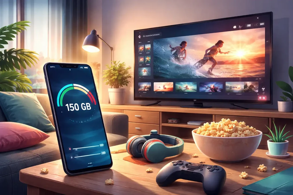 Combien de temps 150 Go durent si on regarde des vidéos en streaming